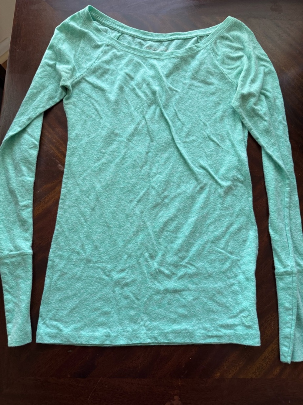 American Eagle Outfitters Mint Green Long Sleeve Boatneck Top